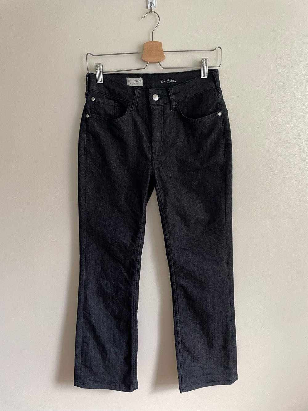 Pilcro by Anthropologie Black Straight Leg Jeans Size 27 Washed Denim